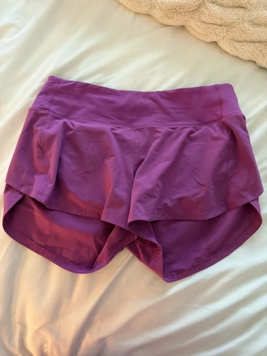 lululemon athletica magenta layered skort-style running shorts - Picture 2 of 3